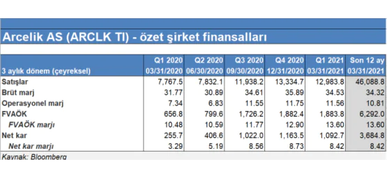 Şirket özet finansalları